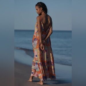 Anthropologie The Malika Gauze Maxi Dress by Celandine Tropical Beach coastal